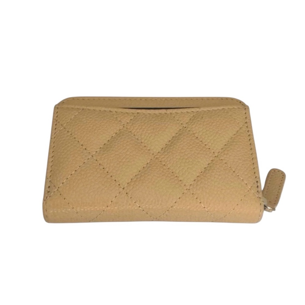 🆕💞CHANEL Classic CAVIAR Quilted Zip Around Coin Purse Wallet • BEIGE • Silver HW - Picture 4 of 15